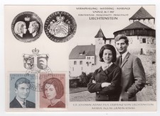 1967 Liechtenstein Royal Wedding Postcard Hans-Adam & Marie Aglaë Kinski picture