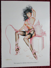 Olivia De Berardinis Sexy Girl Magazine Pin-Up Art ~ Bettie Page Valentine Whip picture