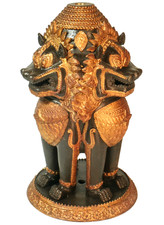 Vintage Asian Bronze Triple Foo Dog Table Lamp Base picture