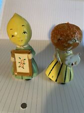 Napco 1950s Anthropomorphic Salt & Pepper Shakers ~ Orange & Lemon Ladies picture