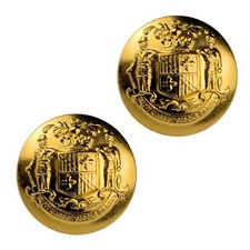 Maryland State Seal Button Pair (2x) - 36 Ligne - Gold Finish - Swedge Backing picture