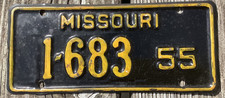 1955 MISSOURI MOTORCYCLE LICENSE PLATE NO EXTRA HOLES #1683 picture