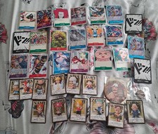 One Piece Card Game mixed card lot bundle and  Ussop badges picture