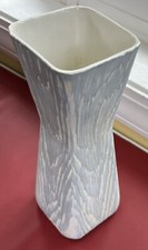 11” Shawnee Pottery USA Hand Painted Sky Blue Wood Bark Vase #1211 picture