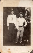 Two Cool Guys in Hats Vintage Real Photo Postcard Texas picture
