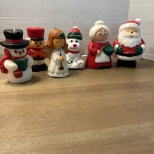 Set Of Six Vintage Wax Christmas Character Candles Unused picture