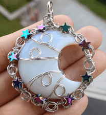 5pcs Opal Gems Moon Star Pendants Magic Reiki Healing Chakra Amulet picture
