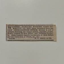 Families Wishing Good Domestics N. C. Hall & Co. 1869 CT Clipping TAJ7-S27 picture