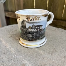 Antique T&V Limoges France Occupational Shaving Mug Railroad Train Locomotive picture