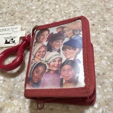 American Girl Collection Red Zip Pouch/Wallet Keychain w/ Clip, Photo Collage picture