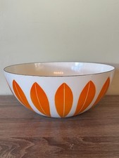 VTG 1960s Cathrineholm MCM Orange and White Lotus Enamelware Bowl 11