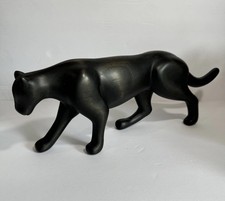 MCM Vintage Jaguar Panther Large Dark Wood Repaired Crack 18x7 in picture