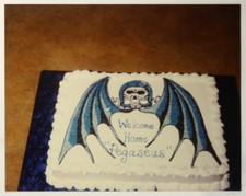 FOUND PHOTO 1980's Vintage Hell's Angels style biker motorcycle Birthday Cake picture