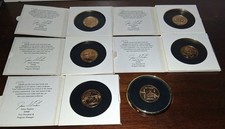 Vintage 1988 NASA Space Systems Brass Coaster Medalion Set 6 Collectable W Case picture