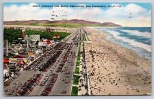 Hwy Beach Amusement Esplanade Birdseye San Francisco CA C1940s Postcard AC7 picture