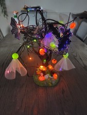 Vintage Avon Glowing Fiber Optic Tree  Halloween Bats Ghosts Pumpkins Works 18