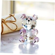  Pink 3D Little Bear Crystal Figurine Paperweights Glass Xmas Decor Pink Bears picture