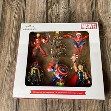 NEW🎄Hallmark Marvel Set 6 Ornaments in Box Captain America Ironman Spiderman picture