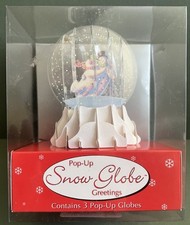 Pop-Up Snow Globe Greetings Cards - Contains 3 Pop-Up Globes Skating Snowmen NOS picture