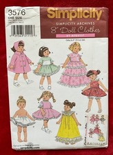 Simplicity # 3576 Uncut 8” Doll Clothes Retro Sewing Pattern picture