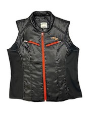 Harley-Davidson MotorClothes Riding Gear Black Zip-Up Vest Orange Trim XL picture