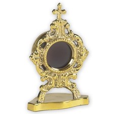 Beautiful Brass Oval Reliquary Small Religious Collectible Perfect For Church picture