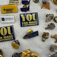 Vintage Mixed Lot Lapel Pins Sears Motorola Military Patriotic Religious Unisex picture