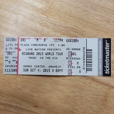 Bigbang 2015 Made World Tour Anaheim Ticket Stub Ticketmaster Vintage K-Pop picture
