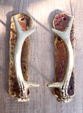 Ebros Set of 2 Western Rustic Deer Antlers Door Pull Handle Hardware Bar Handles picture