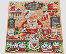 Brand New Beaded Grandma's Christmas Kitchen Wall Hanging. picture