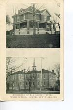 2 Views- Bagby Residence & Public School,  New Haven, Mo. Missouri Postcard picture