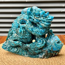 Crystal Dragon Carving Sculpture Natural Stone Figurine Decor 4.1 lb picture
