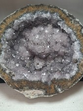 Rare Amethyst Geode  with  Yellow  Coconut Jasper shell and hematite speckles picture