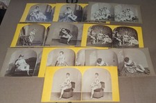 10 Early Stereoview Burlesque Ladies in Costumes Legs Theatrical Actresses picture