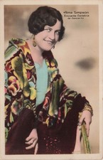 Cute Flapper Girl 1920s Singer satin robe bold floral France Photo Postcard I39 picture