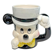 VTG Disney Mickey Mouse Tipping His Top Hat Ceramic Mug Vase Pencil Cup Japan picture