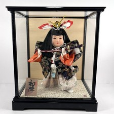 Japanese Samurai Boy Doll Gogatsu Ningyo (May Doll) “First Battle” In Glass Case picture