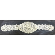 Antique Cream Lace Lappet Collar Headdress Floral Victorian Style Vintage picture