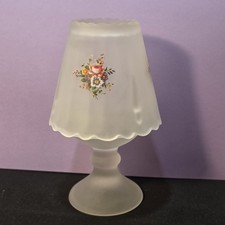 Vintage Westmoreland Frosted Floral White Satin Glass Fairy Lamp Vintage  picture