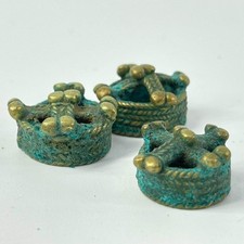 3 Akan Lost-Wax Cast Brass Beads Ghana picture
