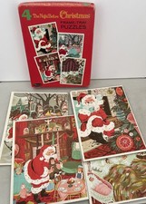 Vintage 1960 Whitman Night Before Christmas Tray Puzzles x4 w/ Box Santa Claus picture