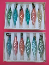 12 Mid-Century Russian USSR Glass Christmas Ornament Icicles in Original Boxes picture