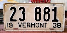 🇺🇸 - VERMONT - 1938 passenger license plate - original condition as shown picture