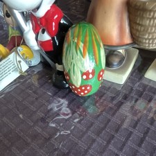 Vintage Hand Painted Wooden Egg Ornament picture