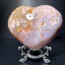 430g Rare Cherry Blossom Agate Quartz Crystal Heart Rough Gemstone Love Specime picture