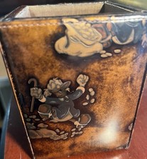 RARE VTG Disney Scrooge McDuck embossed Leather Square Pen/Pencil Holder picture