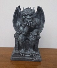 Stoic Gothic Notre Dame Thinker Gargoyle Sitting On The Throne Statue Le Penseur picture