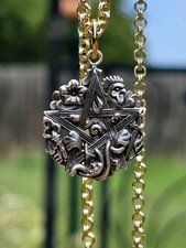 CIMARUTA PENTACLE Sterling & Gold Strega Folk Witch Pentagram Amulet Pagan Wicca picture