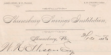1888 Great Blizzard Eyewitness Letter Shrewsbury PA Bank A.D. Collins picture