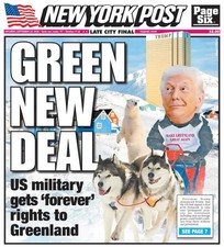 GREEN NEW DEAL DONALD TRUMP GETS GREENLAND FOREVER RIGHTS NY POST 9/19 2026 picture